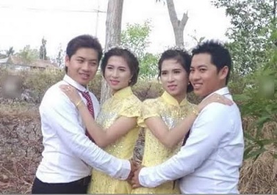 Hình ảnh lễ cưới về chị em sinh đôi lấy cặp anh em song sinh cùng ngày