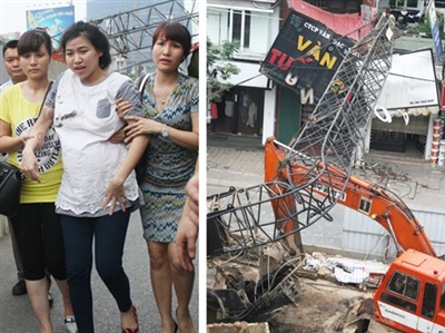 Thai phụ bị thương trong vụ sập cần cẩu có nguy cơ sinh non