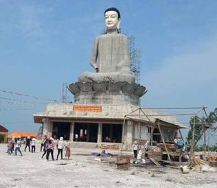Tượng Phật cao 45m tại Thái Bình chưa xây xong đã sụp đổ